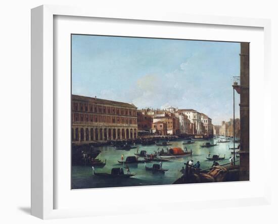 Grand Canal of Venice at the Rialto, with Gondolas-Giuseppe Bernardino Bison-Framed Giclee Print