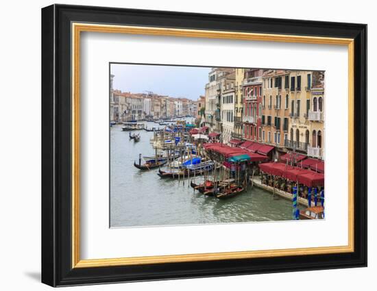 Grand Canal Restaurants and Gondolas. Venice. Italy-Tom Norring-Framed Photographic Print