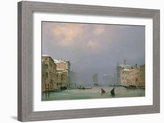 Grand Canal with Snow and Ice, 1849-Ippolito Caffi-Framed Giclee Print