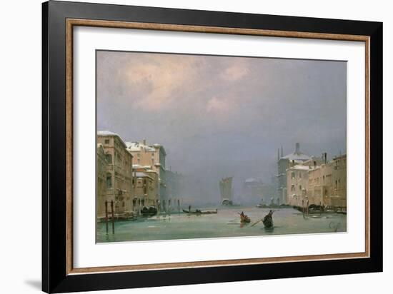 Grand Canal with Snow and Ice, 1849-Ippolito Caffi-Framed Giclee Print