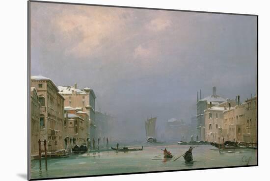 Grand Canal with Snow and Ice, 1849-Ippolito Caffi-Mounted Giclee Print