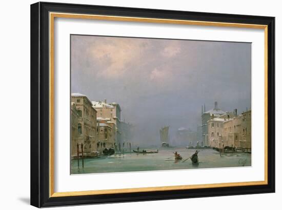 Grand Canal with Snow and Ice, 1849-Ippolito Caffi-Framed Giclee Print