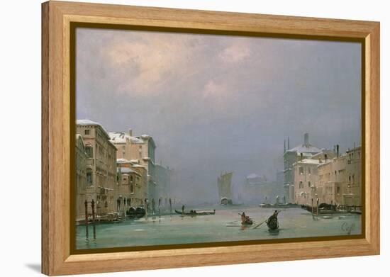 Grand Canal with Snow and Ice, 1849-Ippolito Caffi-Framed Premier Image Canvas