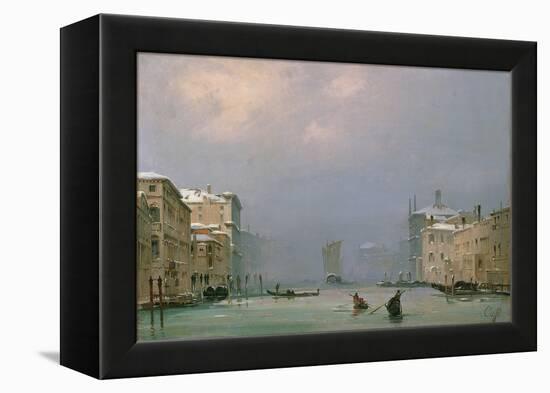 Grand Canal with Snow and Ice, 1849-Ippolito Caffi-Framed Premier Image Canvas