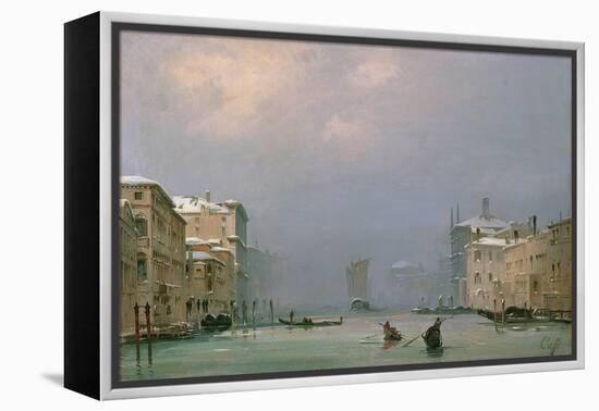 Grand Canal with Snow and Ice, 1849-Ippolito Caffi-Framed Premier Image Canvas