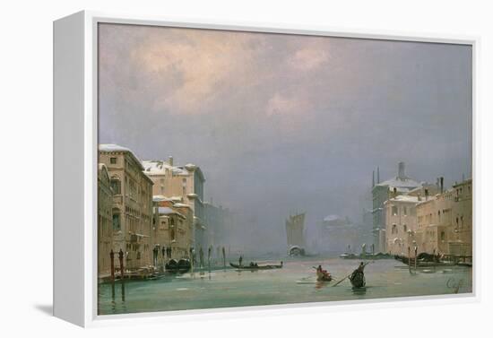 Grand Canal with Snow and Ice, 1849-Ippolito Caffi-Framed Premier Image Canvas