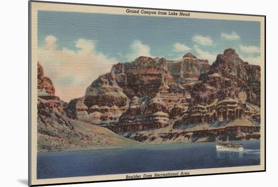 Grand Canyon, Arizona - Boulder Dam Area, Lake Mead Boat-Lantern Press-Mounted Art Print