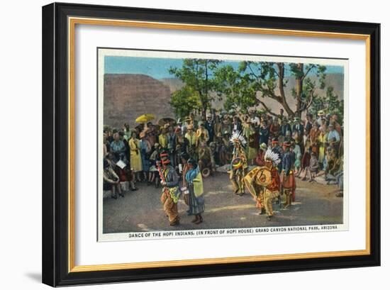 Grand Canyon Nat'l Park, Arizona - Dance of the Hopi in front of Hopi House-Lantern Press-Framed Art Print