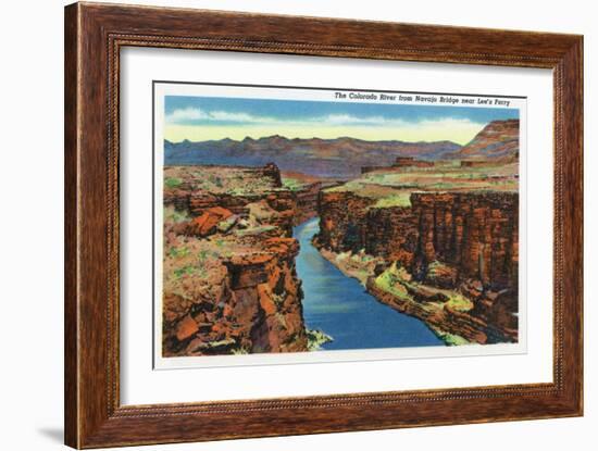 Grand Canyon Nat'l Park, Arizona - Navajo Bridge View of Colorado River Near Lee's Ferry, c.1938-Lantern Press-Framed Art Print