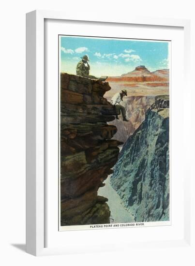 Grand Canyon Nat'l Park, Arizona - Plateau Point and Colorado River-Lantern Press-Framed Art Print