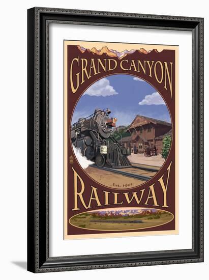 Grand Canyon National Park, Arizona, Grand Canyon Railway-Lantern Press-Framed Art Print