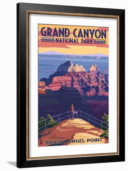 Grand Canyon National Park - Bright Angel Point-Lantern Press-Framed Art Print