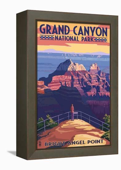 Grand Canyon National Park - Bright Angel Point-Lantern Press-Framed Stretched Canvas