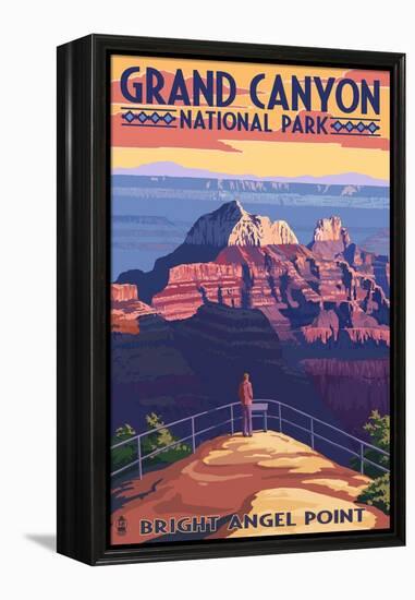 Grand Canyon National Park - Bright Angel Point-Lantern Press-Framed Stretched Canvas