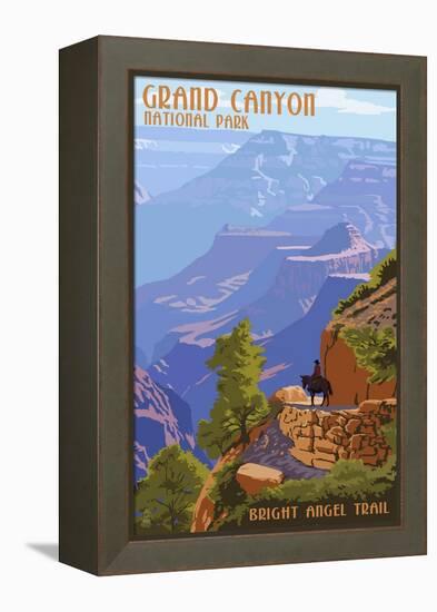 Grand Canyon National Park - Bright Angel Trail-Lantern Press-Framed Stretched Canvas