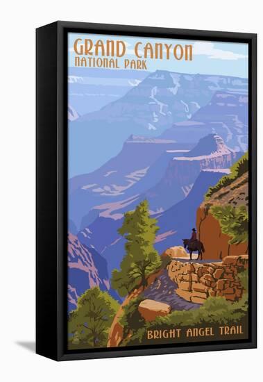 Grand Canyon National Park - Bright Angel Trail-Lantern Press-Framed Stretched Canvas