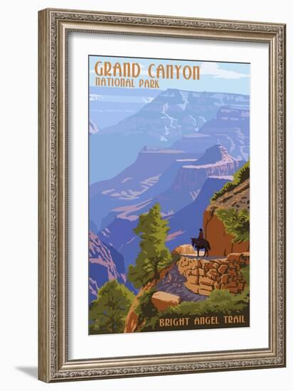 Grand Canyon National Park - Bright Angel Trail-Lantern Press-Framed Premium Giclee Print