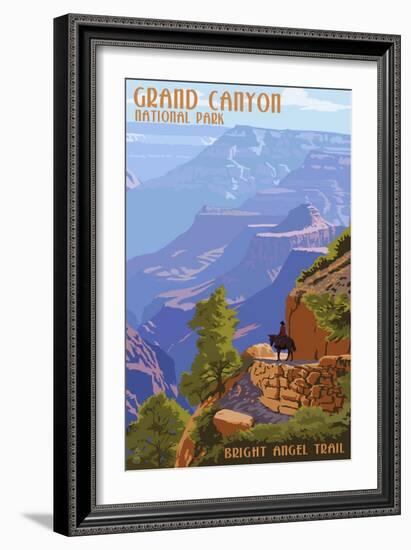 Grand Canyon National Park - Bright Angel Trail-Lantern Press-Framed Premium Giclee Print