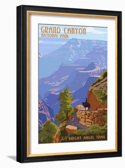 Grand Canyon National Park - Bright Angel Trail-Lantern Press-Framed Premium Giclee Print