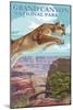 Grand Canyon National Park - Cougar Jumping-Lantern Press-Mounted Art Print