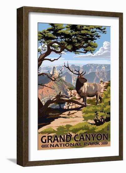 Grand Canyon National Park - Elk & Point Imperial-Lantern Press-Framed Art Print