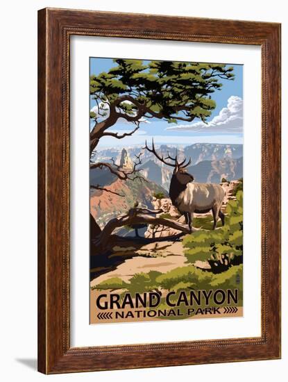 Grand Canyon National Park - Elk & Point Imperial-Lantern Press-Framed Art Print