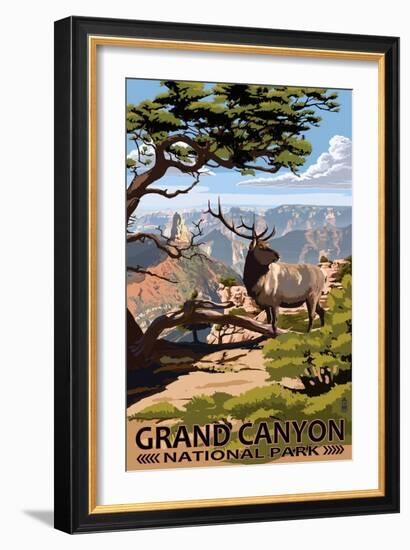 Grand Canyon National Park - Elk & Point Imperial-Lantern Press-Framed Art Print