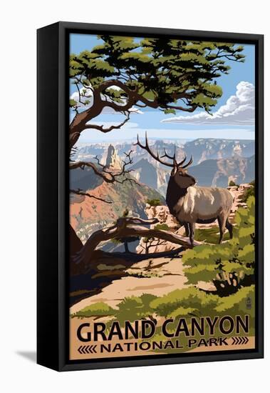 Grand Canyon National Park - Elk & Point Imperial-Lantern Press-Framed Stretched Canvas