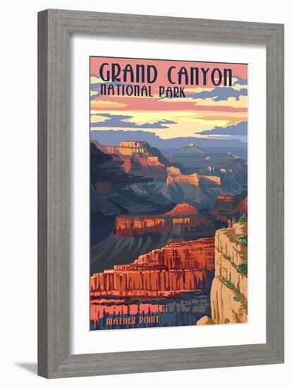 Grand Canyon National Park - Mather Point-Lantern Press-Framed Premium Giclee Print
