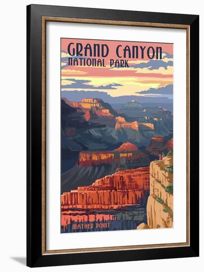 Grand Canyon National Park - Mather Point-Lantern Press-Framed Premium Giclee Print