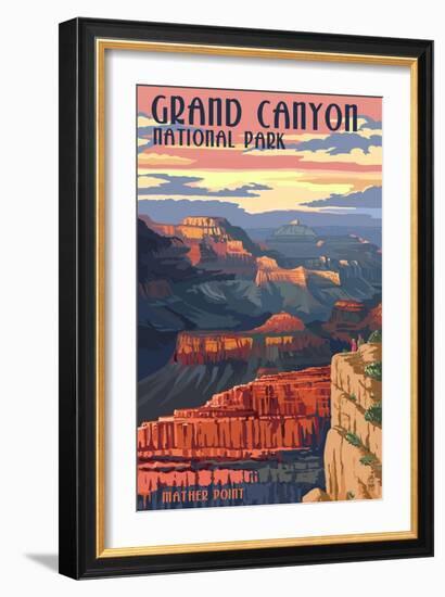 Grand Canyon National Park - Mather Point-Lantern Press-Framed Premium Giclee Print