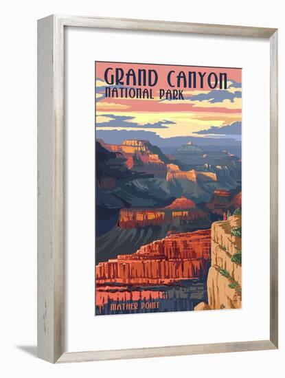 Grand Canyon National Park - Mather Point-Lantern Press-Framed Art Print