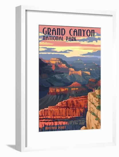 Grand Canyon National Park - Mather Point-Lantern Press-Framed Art Print