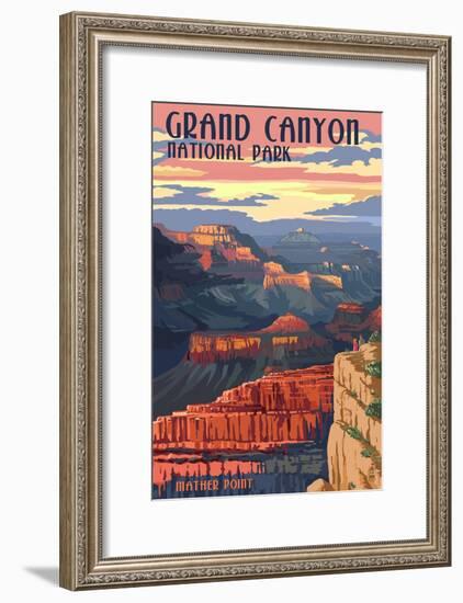 Grand Canyon National Park - Mather Point-Lantern Press-Framed Art Print