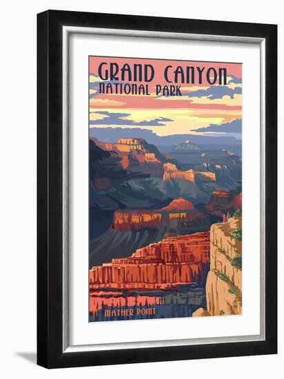 Grand Canyon National Park - Mather Point-Lantern Press-Framed Art Print