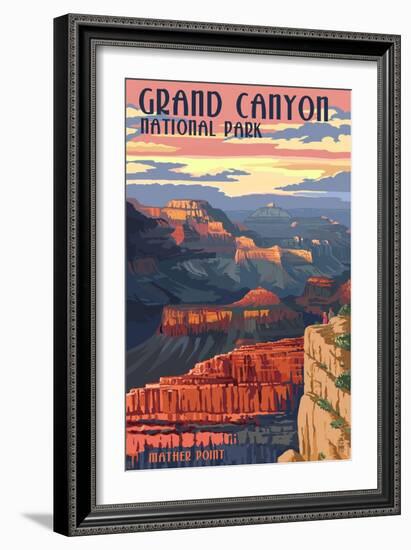 Grand Canyon National Park - Mather Point-Lantern Press-Framed Art Print