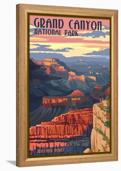 Grand Canyon National Park - Mather Point-Lantern Press-Framed Stretched Canvas