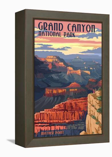 Grand Canyon National Park - Mather Point-Lantern Press-Framed Stretched Canvas