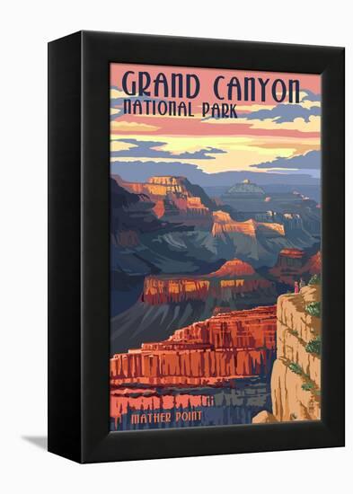 Grand Canyon National Park - Mather Point-Lantern Press-Framed Stretched Canvas