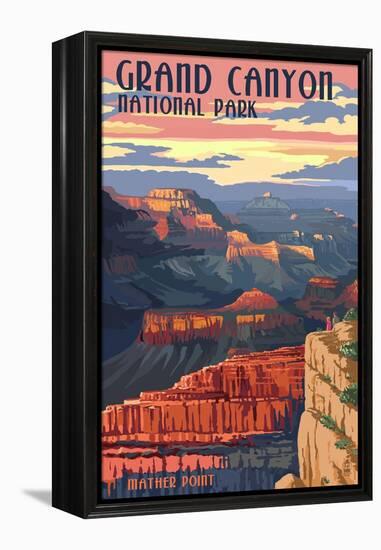 Grand Canyon National Park - Mather Point-Lantern Press-Framed Stretched Canvas