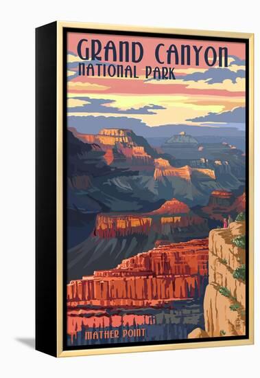 Grand Canyon National Park - Mather Point-Lantern Press-Framed Stretched Canvas