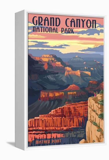 Grand Canyon National Park - Mather Point-Lantern Press-Framed Stretched Canvas