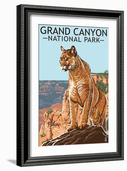 Grand Canyon National Park - Mountain Lion-Lantern Press-Framed Art Print