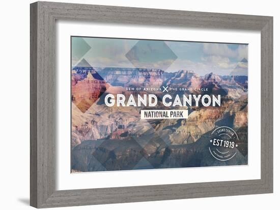 Grand Canyon National Park - Rubber Stamp-Lantern Press-Framed Art Print