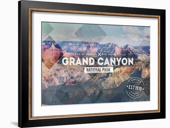 Grand Canyon National Park - Rubber Stamp-Lantern Press-Framed Art Print