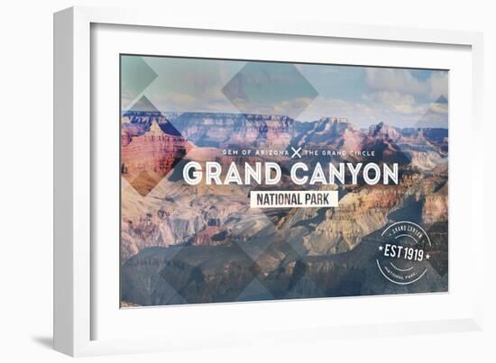 Grand Canyon National Park - Rubber Stamp-Lantern Press-Framed Art Print