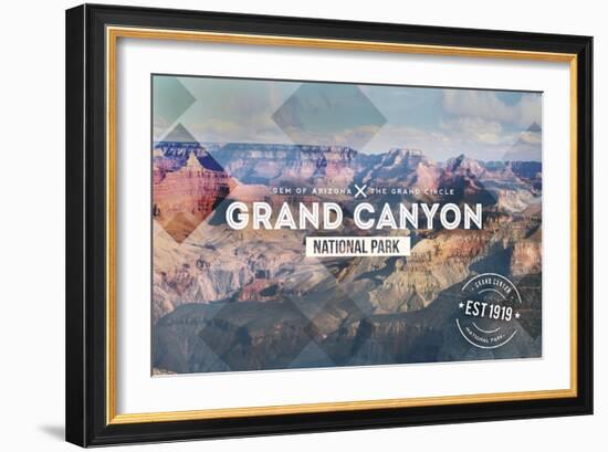 Grand Canyon National Park - Rubber Stamp-Lantern Press-Framed Art Print