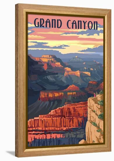 Grand Canyon National Park - Sunset View-Lantern Press-Framed Stretched Canvas
