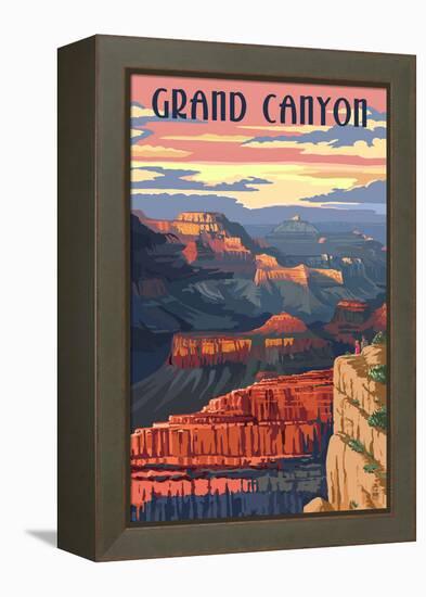 Grand Canyon National Park - Sunset View-Lantern Press-Framed Stretched Canvas