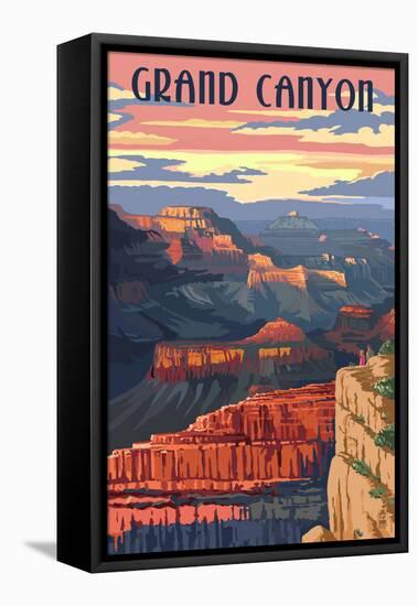 Grand Canyon National Park - Sunset View-Lantern Press-Framed Stretched Canvas